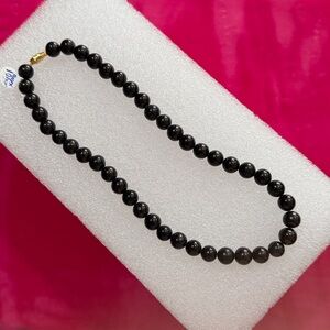 Premium Black Onyx Beaded Necklace- 16”